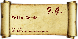 Felix Gerő névjegykártya